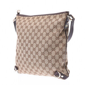 Gucci Beige Shoulder Leather GG Tan Bag Brown Canvas